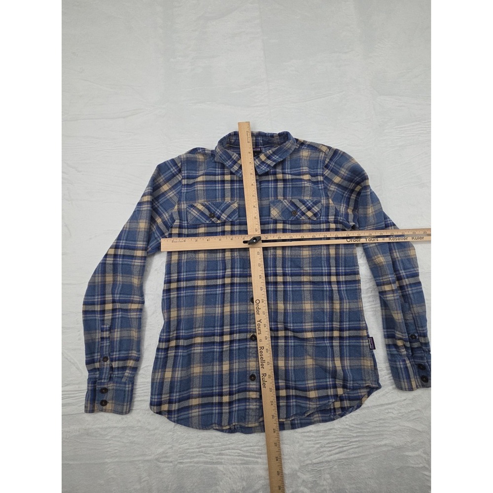 Long-Sleeved Organic Cotton Midweight Fjord Flannel Shirt Blue Women's Small - Picture 5 of 6